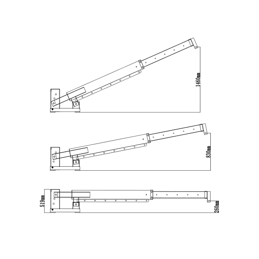 フォークに取り付けられた調整可能なホイストピボットジブ details